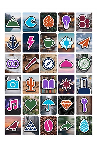 Store 30 Pieces Geometric Nature and Life Symbol Sticker Set - for Laptop, No...