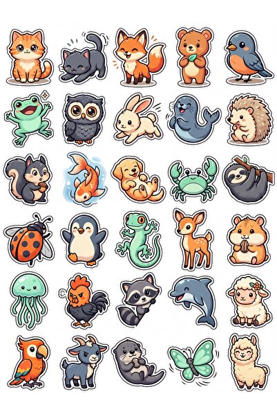 Store 30 Pieces Cute Animals Sticker Set - for Laptop, Notebook, Phone