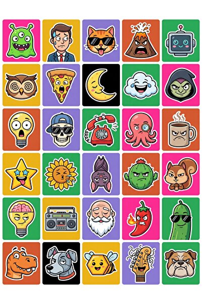 Store 30 Pieces of Fun Pop Art Character Sticker Set - Laptop Phone Agenda