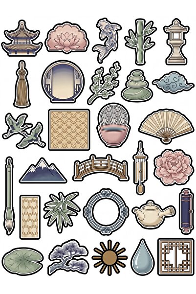 Store 30 Pieces Vintage Zen Garden Sticker Set - Decorative for Laptop, Noteb...