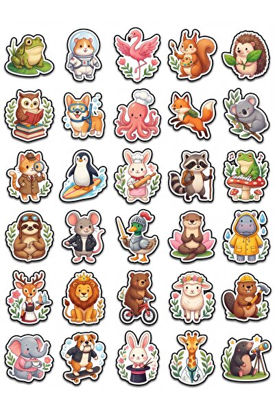 Store 30 Pieces Fun Cute Animal Sticker Set - for Laptop, Notebook, Phone
