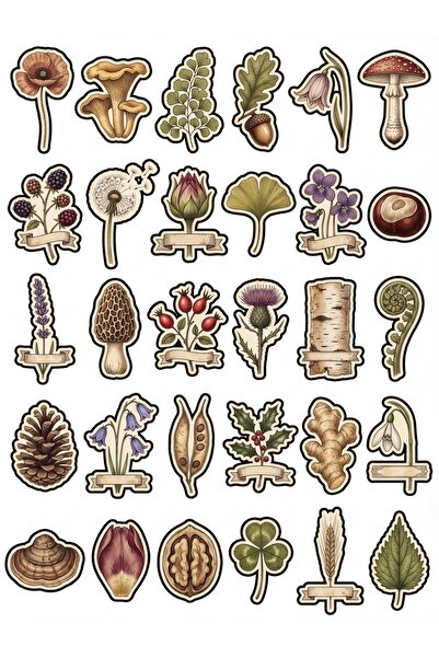 Store 30 Pieces Vintage Botanical Flower Sticker Set - for Laptop, Notebook, ...