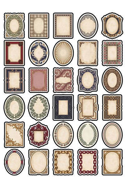 Store 30 Pieces Vintage Framed Label Sticker Set - for Agenda Notebook Scrapbook