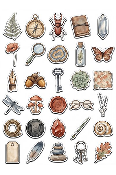 Store 30 Pieces Vintage Botanical Exploration Sticker Set - for Laptop, Noteb...