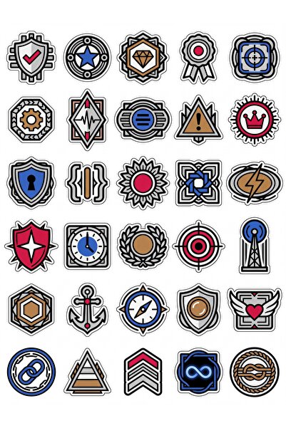 Store 30 Pieces Minimalist Graphic Badge Sticker Set - for Laptop, Notebook, ...
