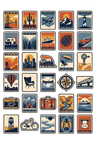 Store 30 Pieces Vintage Travel Stamp Sticker Set - for Laptop, Suitcase, Note...