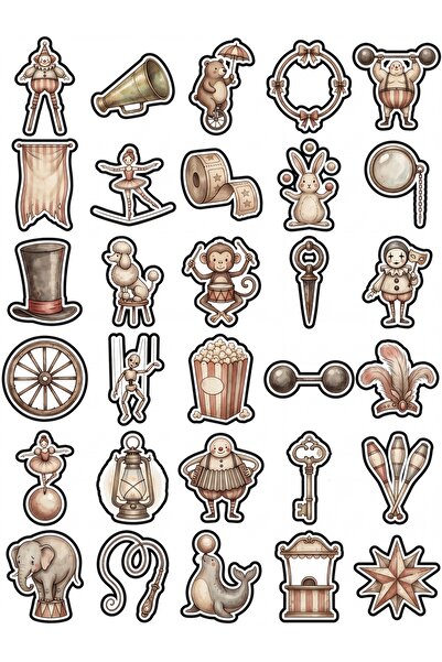 Store 30 Pieces Vintage Gothic Circus Sticker Set - Aesthetic Pack for Laptop...