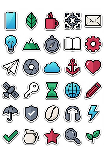 Store 30 Pieces Minimalist Digital Icon Sticker Set - for Laptop, Agenda, Phone