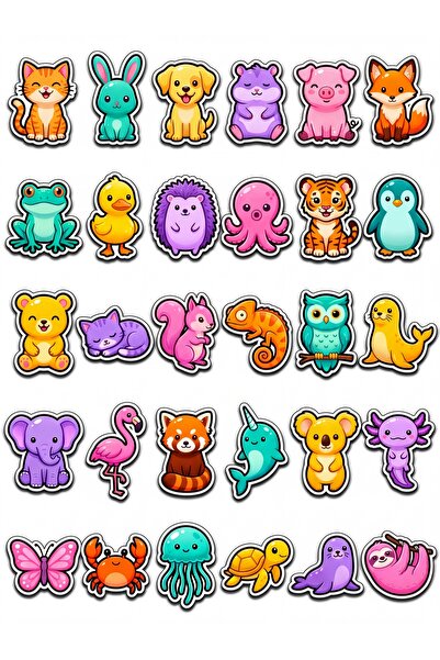 Store 30 Pieces Cute Animal Sticker Set - for Laptop, Phone and Agenda