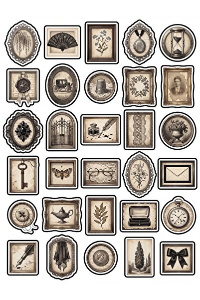 Store 30 Pieces Vintage Antique Gothic Sticker Set - for Scrapbook, Agenda, N...