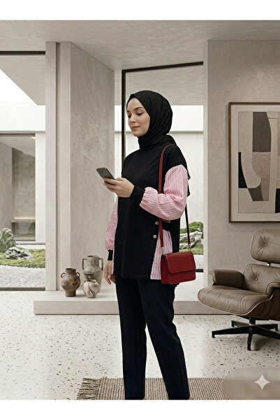 PEKA Γυναικείο τουνίκ με ρίγες και λεπτομέρειες, κατάλληλο για χρήση με χιτζάμπ