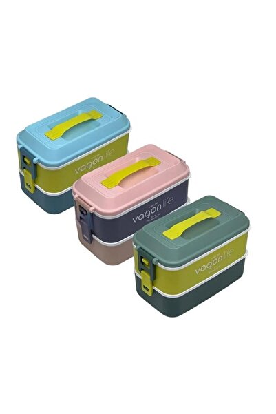 Vagon Lunch Box Lunch Box Stainless Steel 2 Tiers 2000 ml 6744 (Mixed Color 1...