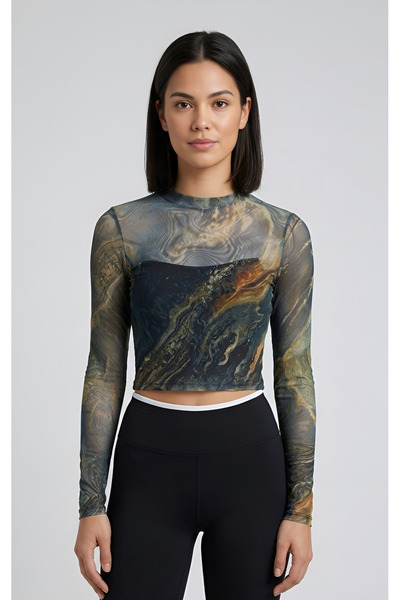 BLOUSE Galaksi Efektli Tül Bluz