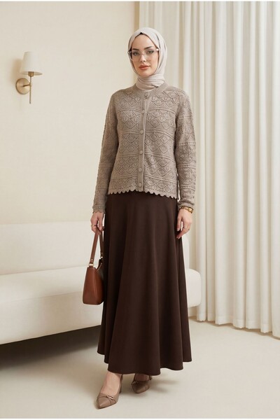 HİJABAYA Ζακέτα πλεκτή διάτρητη με σχέδια και κουμπιά