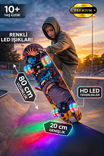 düşler oyuncak dünyası Silikon Tekerli Üstü Siyah Zımparalı Ahşap Kaykay 80 c...