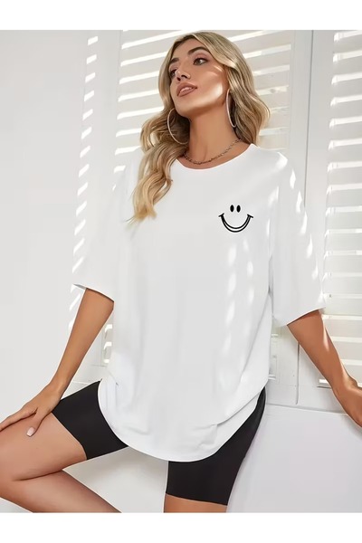 puolikuu Unisex Άνετο μπλουζάκι με στάμπα χαμόγελου