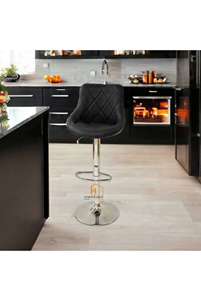 Al Saadah Home مقعد بار قابل للتعديل - 104 × 50 × 50 سم - أسود