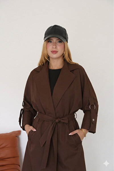 QUBERZ Γυναικεία μακριά καμπαρντίνα – Μαύρο, βιζόν, καφέ, μπεζ & λεοπάρ με λε...