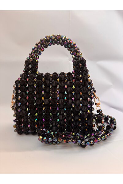 Forma Geantă Elegantă Neagră cu Cristale Multicolore – Model Glam Sparkle Bag