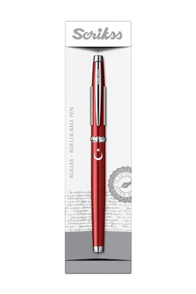 Scrikss Roller Kalem 33 Kırmızı Ay Yıldız Baskılı Şeffaf Ambalaj