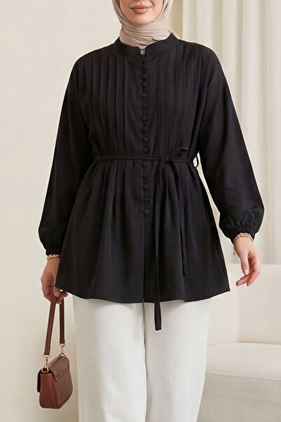 HİJABAYA Πουκάμισο από ποπλίνα με ζώνη, ελαστικά μανίκια, κουμπιά μπροστά και...