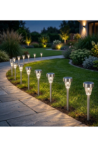 Torcello Metal Saplama Bahçe Işığı 10 Adet - 28 cm Güneş Enerjili Set
