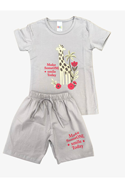 zahider Κοριτσίστικο βαμβακερό καλοκαιρινό σετ πιτζάμες με στάμπα και σορτς (...