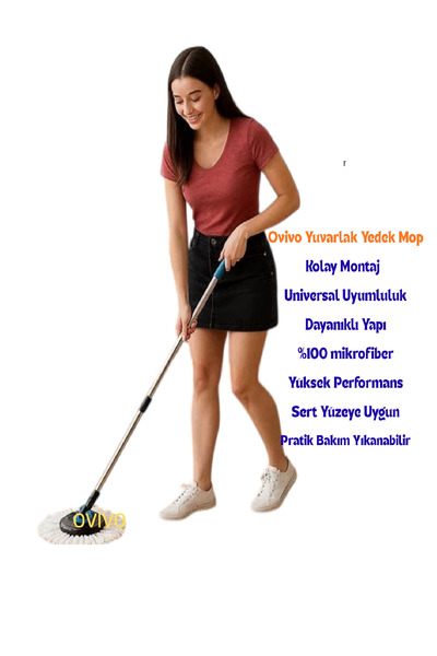 OVİVO ovivio Mikrofiber Yuvarlak Mop Paspas Lux Yedek Ucu 2 Adet