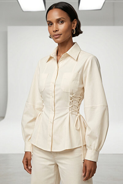 Exquise Πουκάμισο με γιακά, μανίκια μπαλόνι, εφαρμοστό στη μέση, κανονικό που...