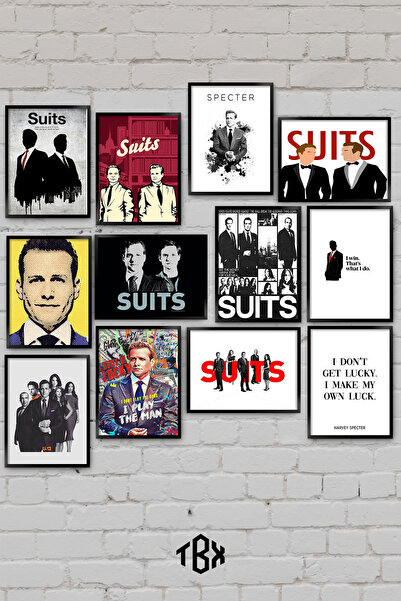 tablomaxtbx 12 Parça Suits Harvey Specter Avukat Hukuk Dram New York Dizi Dek...