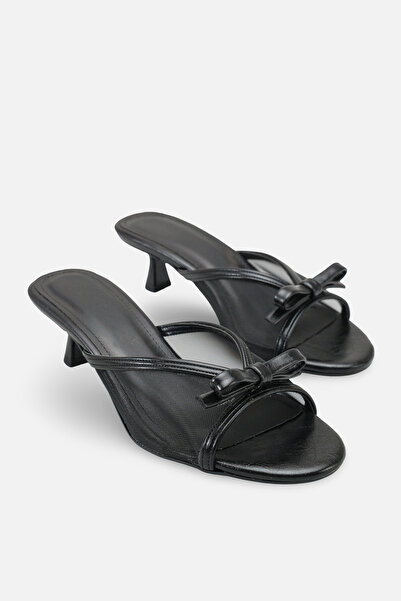 Liza Shoes MİA Дамски чехли с къс ток, с панделка отпред и прозрачна страна A...
