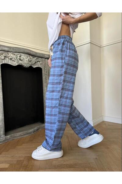 EDVESS Φούτερ με κορδόνια με καρό σχέδιο μπλε