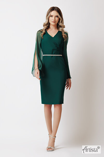 Artista Κομψό μίντι φόρεμα με μανίκια από οργαντίνα