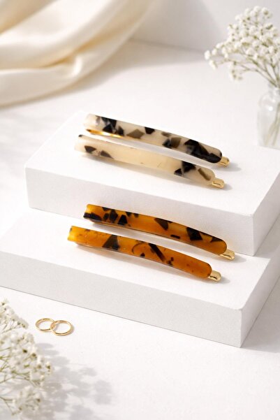 New Obsessions مجموعة من 4 مشابك سلكية رفيعة بنمط صدفة السلحفاة