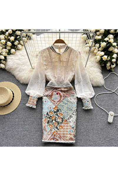 Zaghou Vintage Patchwork Lace Dress