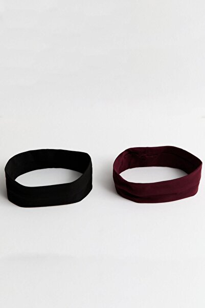 New Obsessions 2 τεμάχια Μαύρη-Δαμασκηνί Ελαστάν Ζέρσεϊ κορδέλα μαλλιών