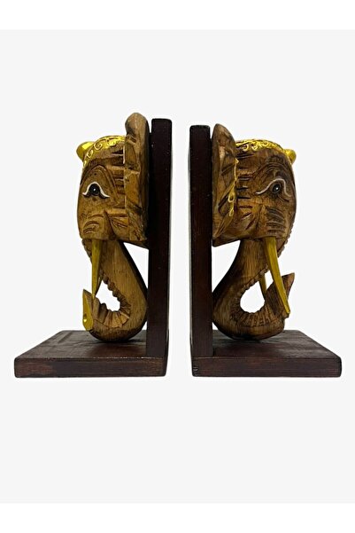 Barc Shop Decorative Wooden Handmade Book Holder Set of 2 Patterned Elephant ...