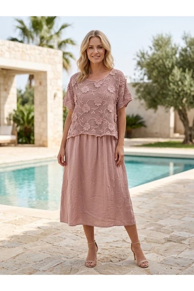 Punta Otantik YG11152 Ιταλική λινή πούδρα με λεπτομέρεια από δαντέλα λουλουδιών