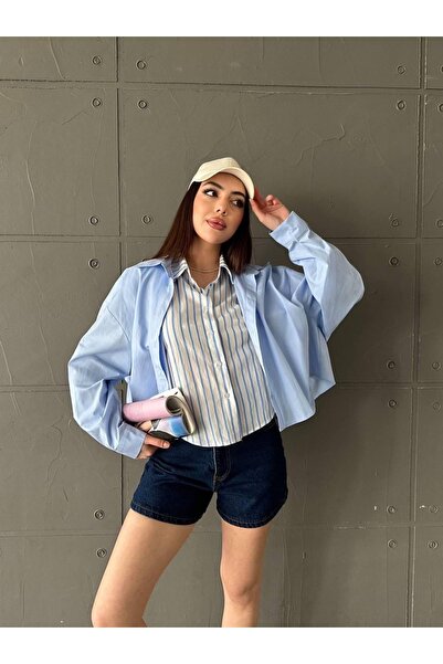 Ekim Store Ριγέ πουκάμισο με σχέδιο διπλής στρώσης