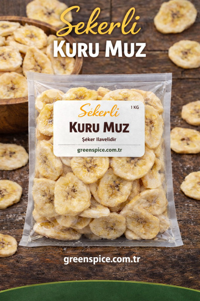 GreenSpice Sugared Dried Banana 100% Natural Without Additives 1 kg Vacuum Pa...