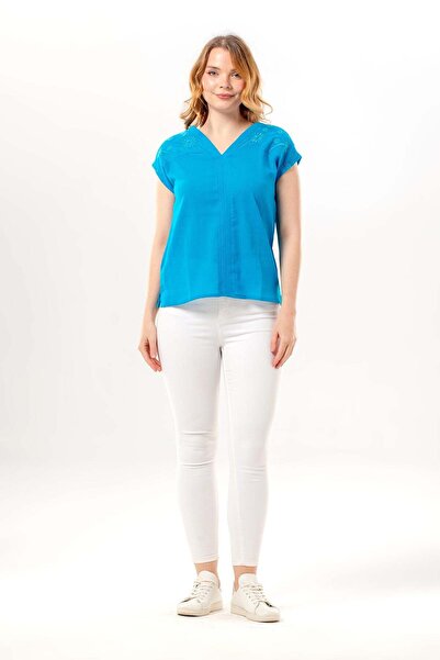 Eliş Şile Bezi Κοντό μανίκι, ροζ ύφασμα Σιλέ, καλοκαιρινή κεντημένη μπλούζα, ...