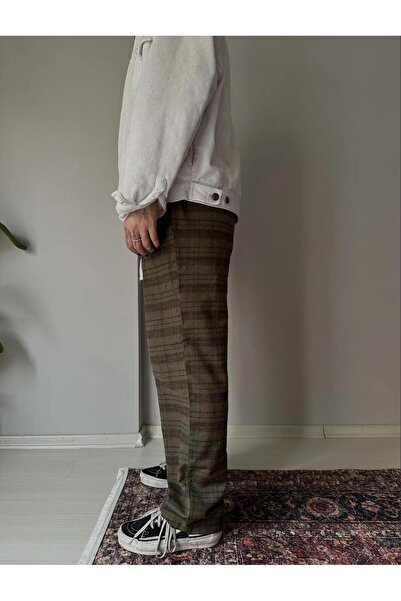 EDVESS Φούτερ με καρό σχέδιο και κορδόνια, χακί