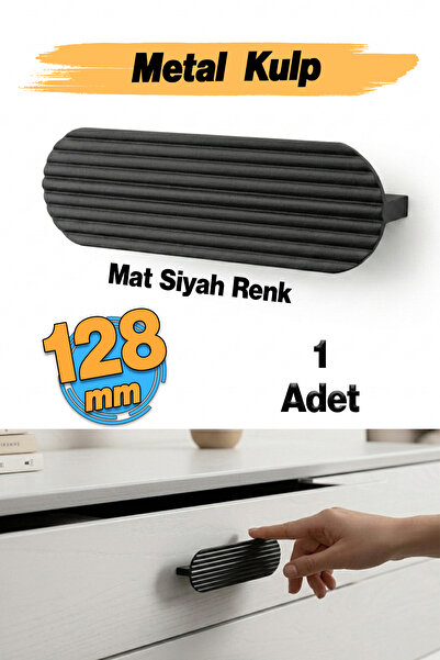 Badem10 Aytuğ Metal (128 mm-12,8 cm) Μαύρη ματ λαβή για έπιπλα, συρτάρια κουζ...