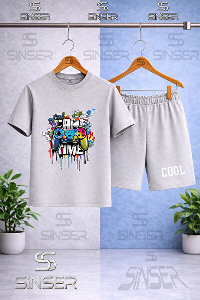 SS SİNSER Kids' Game Time Cool Printed Crew Neck T-Shirt - Shorts Set