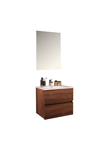kobos Simple 60 cm Çekmeceli Banyo Dolabı Seti Miling Oak