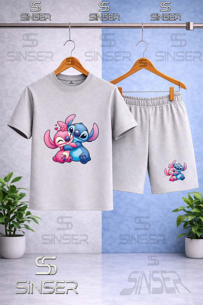 SS SİNSER Παιδικό μπλουζάκι με στάμπα LILO STITCH HUG με λαιμόκοψη ποδηλάτου ...