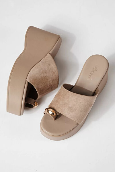 Zaira Γυναικείες χακί παντόφλες πλατφόρμας από οικολογικό δέρμα Giulia # 2497...