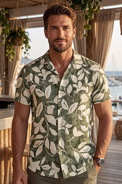 Exve Exclusive Νεροπράσινο λευκό λουλουδάτο εμπριμέ φυσικό αναπνεύσιμο βισκόζ...