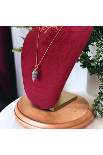 Ezera Κρυστάλλινο μενταγιόν αμέθυστου, πολύεδρο, σε σχήμα δάκρυ, επιχρυσωμένο