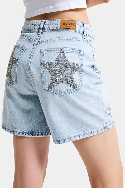 it's basic Γυναικείο τζιν σορτς σε χρώμα τζιν T-4s6-3 Mom Fit Midi μήκους με ...